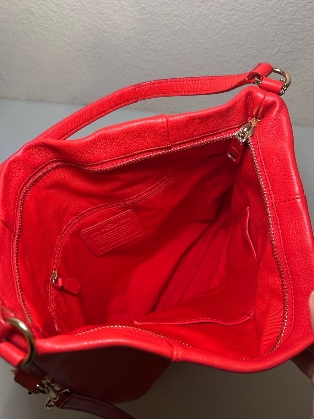 Coach Isabelle Red Pebbled Leather Shoulder Crossbody Bag - Picture 8 of 9